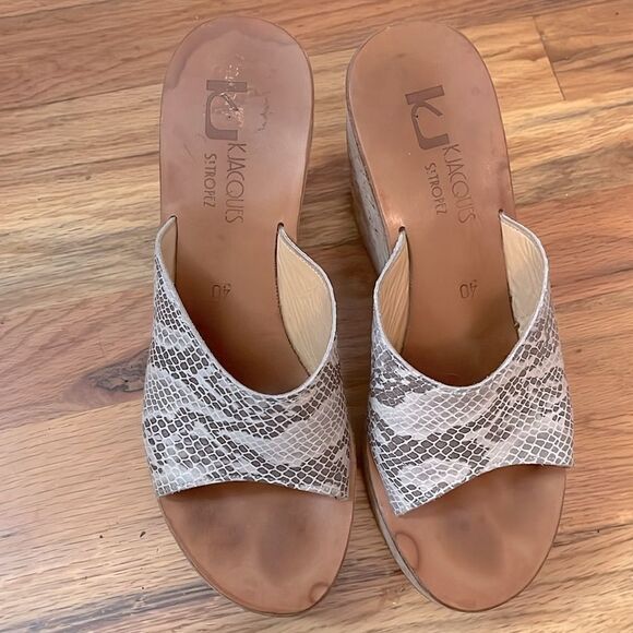 K.Jacques Black and White Snake Print Platform Wedges sz 40/9 - Picture 2 of 6